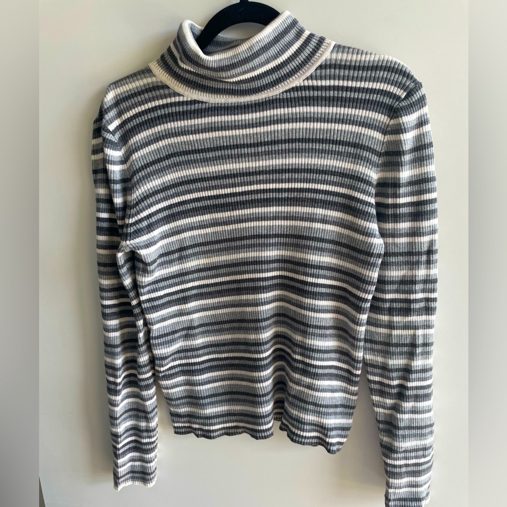 Northern Reflections 100% Cotton Vintage Striped Turtleneck Sweater Size M